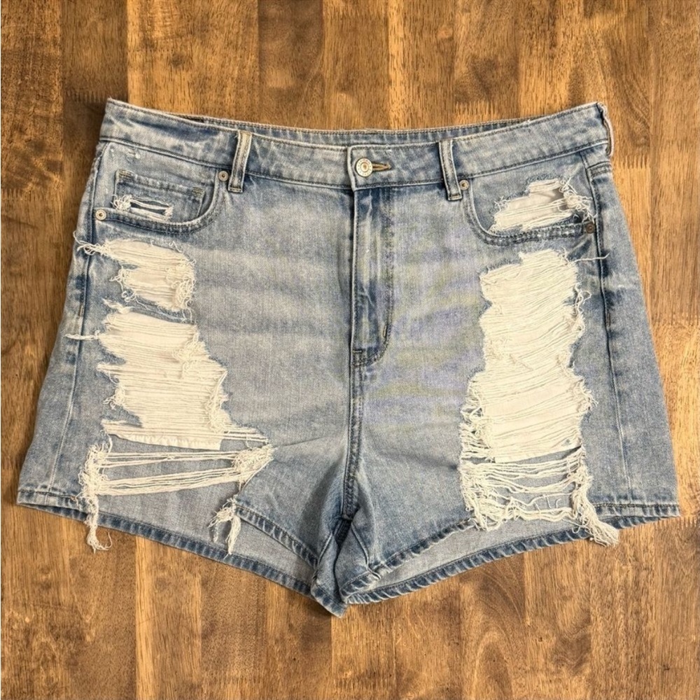 American Eagle Womens Mom Short Comfort Stretch Waistband Denim Jean Short Sz 16